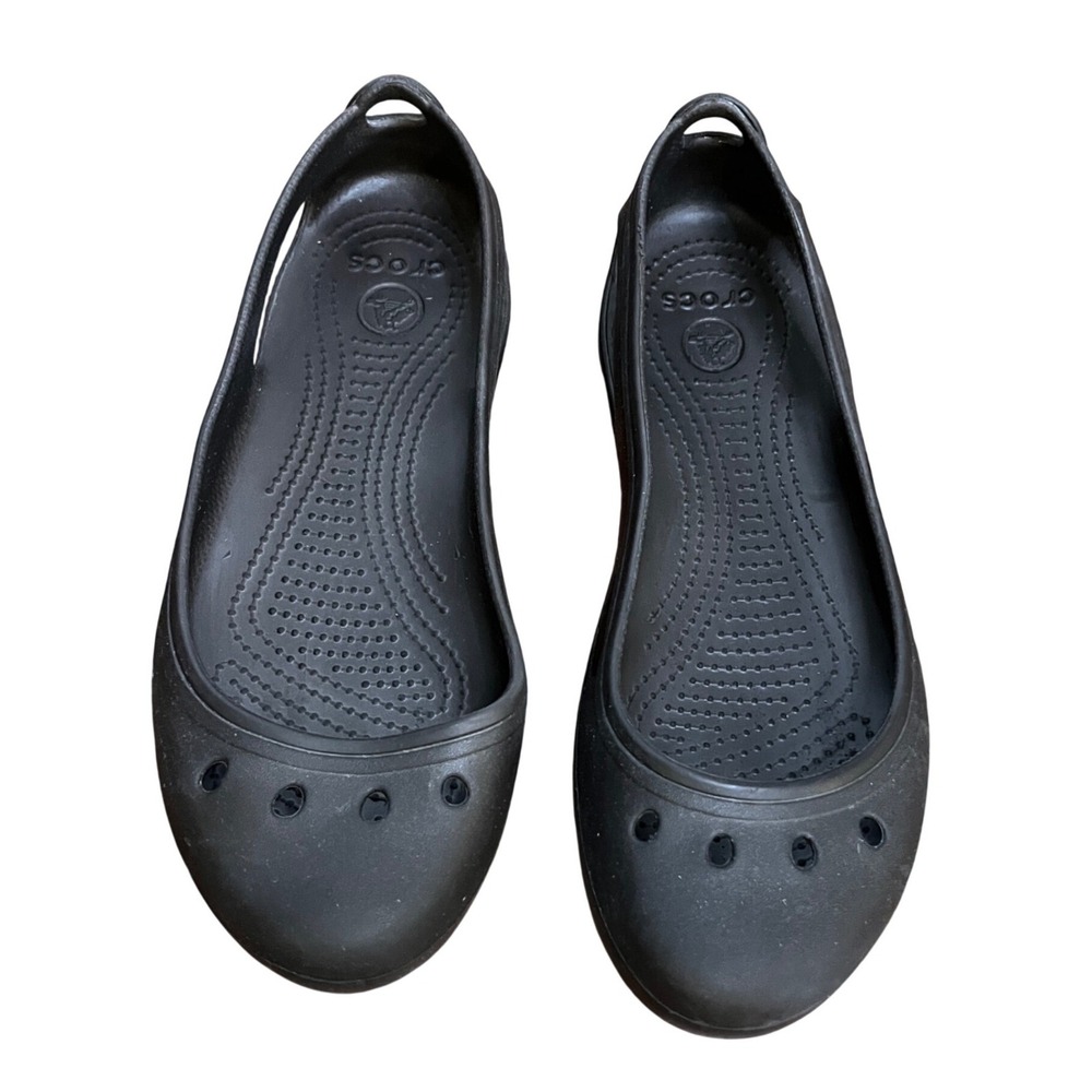 Crocs Kadee Black Ballet Flats Womens Size 9 Slip On Comfort Shoes 11215